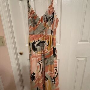 Simple Multicolor Abstract Maxi Dress